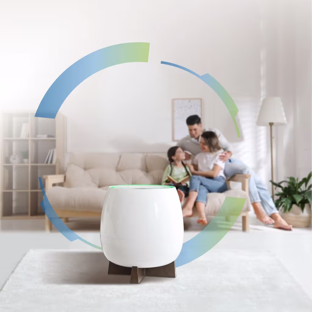 Breathe Easy: Your Diy Guide To Keeping Your Homepure Zayn In Top Shape 2 family sitting on couch with Homepure Zayn maintenance guide
